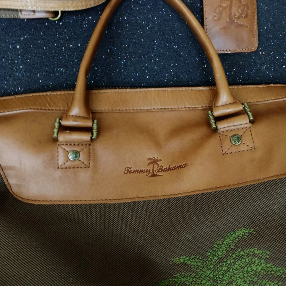 Tommy Bahama PARADISE Travel Bag Luggage Carry on Shoulder Strap Canvas Leather
